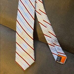 Striped Men's Tie in Orange, Blue, and White